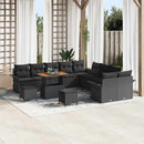 Havesofa Sæt 13 pcs Sort Polyrattan, stål og massivt akacietræ