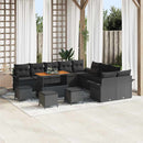 Havesofa Sæt 14 pcs Sort Polyrattan, stål og massivt akacietræ