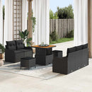 Havesofa Sæt 8 pcs Sort Polyrattan, stål og massivt akacietræ