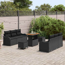 Havesofa Sæt 9 pcs Sort Polyrattan, stål og massivt akacietræ