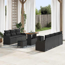Havesofa Sæt 10 pcs Sort Polyrattan, stål og massivt akacietræ