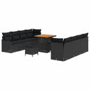 Havesofa Sæt 11 pcs Sort Polyrattan, stål og massivt akacietræ