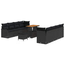 Havesofa Sæt 11 pcs Sort Polyrattan, stål og massivt akacietræ