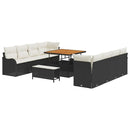 Havesofa Sæt med pude med opbevaring 11 pcs Sort og Cream