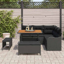 Havesofa Sæt 8 pcs Sort Polyrattan, stål og massivt akacietræ