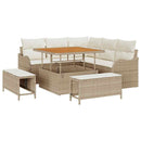 Havesofa Sæt med pude med opbevaring 8 pcs Beige og creme