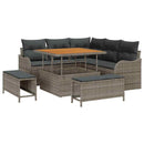 Havesofa Sæt 8 pcs Grå Polyrattan, stål og massivt akacietræ
