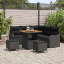 Havesofa Sæt 8 pcs Sort Polyrattan, stål og massivt akacietræ