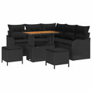 Havesofa Sæt 8 pcs Sort Polyrattan, stål og massivt akacietræ