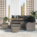 Havesofa Sæt 8 pcs Grå Polyrattan, stål og massivt akacietræ