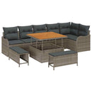 Havesofa Sæt 9 pcs Grå Polyrattan, stål og massivt akacietræ