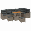 Havesofa Sæt 9 pcs Grå Polyrattan, stål og massivt akacietræ