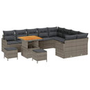 Havesofa Sæt 12 pcs Grå Polyrattan, stål og massivt akacietræ