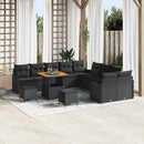 Havesofa Sæt 13 pcs Sort Polyrattan, stål og massivt akacietræ