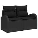 Havesofa Sæt 8 pcs Sort Polyrattan, stål og massivt akacietræ
