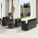 Havesofa Sæt 8 pcs Sort Polyrattan, stål og massivt akacietræ