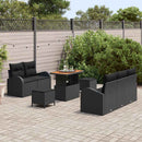 Havesofa Sæt 8 pcs Sort Polyrattan, stål og massivt akacietræ