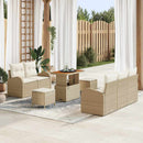 Havesofa Sæt med pude med opbevaring 8 pcs Beige og creme