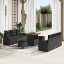 Havesofa Sæt 9 pcs Sort Polyrattan, stål og massivt akacietræ