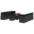 Havesofa Sæt 11 pcs Sort Polyrattan, stål og massivt akacietræ