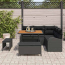 Havesofa Sæt 8 pcs Sort Polyrattan, stål og massivt akacietræ