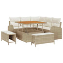 Havesofa Sæt med pude med opbevaring 8 pcs Beige og creme