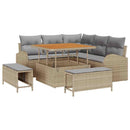 Havesofa Sæt med pude med opbevaring 8 pcs Beige og lys grå