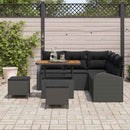 Havesofa Sæt 8 pcs Sort Polyrattan, stål og massivt akacietræ