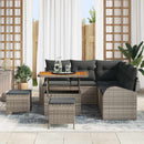 Havesofa Sæt 8 pcs Grå Polyrattan, stål og massivt akacietræ