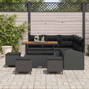 Havesofa Sæt 9 pcs Sort Polyrattan, stål og massivt akacietræ