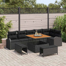 Havesofa Sæt 9 pcs Sort Polyrattan, stål og massivt akacietræ