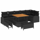 Havesofa Sæt 9 pcs Sort Polyrattan, stål og massivt akacietræ