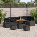 Havesofa Sæt 9 pcs Sort Polyrattan, stål og massivt akacietræ