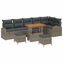 Havesofa Sæt 9 pcs Grå Polyrattan, stål og massivt akacietræ