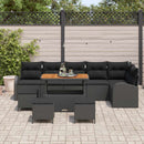 Havesofa Sæt 10 pcs Sort Polyrattan, stål og massivt akacietræ