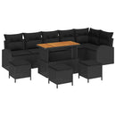 Havesofa Sæt 10 pcs Sort Polyrattan, stål og massivt akacietræ
