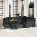 Havesofa Sæt 12 pcs Sort Polyrattan, stål og massivt akacietræ