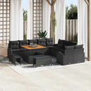 Havesofa Sæt 13 pcs Sort Polyrattan, stål og massivt akacietræ