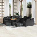 Havesofa Sæt 13 pcs Sort Polyrattan, stål og massivt akacietræ