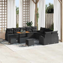Havesofa Sæt 13 pcs Sort Polyrattan, stål og massivt akacietræ