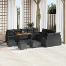 Havesofa Sæt 14 pcs Sort Polyrattan, stål og massivt akacietræ
