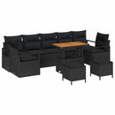 Havesofa Sæt 10 pcs Sort Polyrattan, stål og massivt akacietræ
