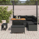 Havesofa Sæt 8 pcs Sort Polyrattan, stål og massivt akacietræ