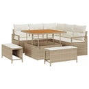 Havesofa Sæt med pude med opbevaring 8 pcs Beige og creme