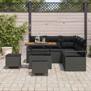 Havesofa Sæt 8 pcs Sort Polyrattan, stål og massivt akacietræ