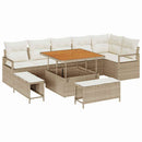 Havesofa Sæt med pude med opbevaring 9 pcs Beige og creme