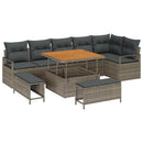 Havesofa Sæt 9 pcs Grå Polyrattan, stål og massivt akacietræ