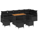 Havesofa Sæt 10 pcs Sort Polyrattan, stål og massivt akacietræ