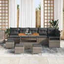 Havesofa Sæt 10 pcs Grå Polyrattan, stål og massivt akacietræ