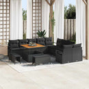 Havesofa Sæt 13 pcs Sort Polyrattan, stål og massivt akacietræ